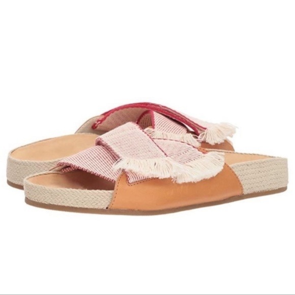 Red Fringe Criss Cross Sandals Soludos - Picture 2 of 8